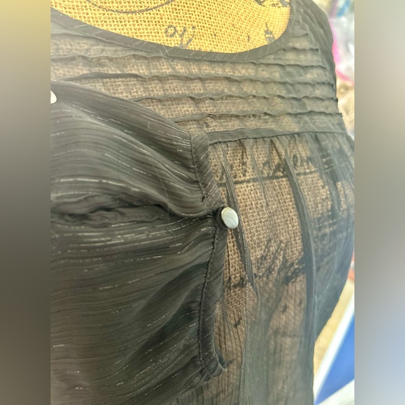 Sparkly Sheer Black Embroidered 3/4 Sleeve Top Blouse Shirt Size Medium See Pics - Picture 8 of 12